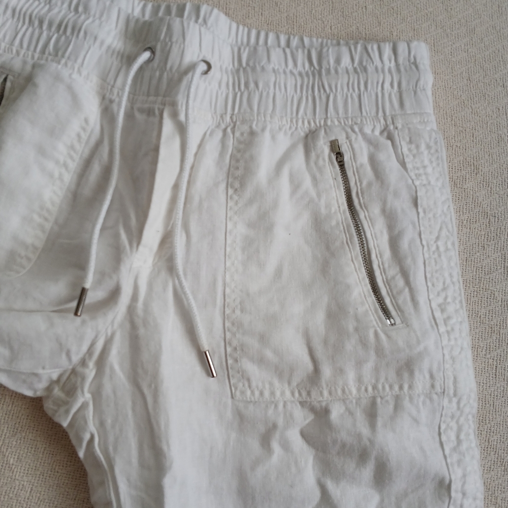 Athleta Cabo White Linen Joggers - Size 6 - Picture 2 of 9